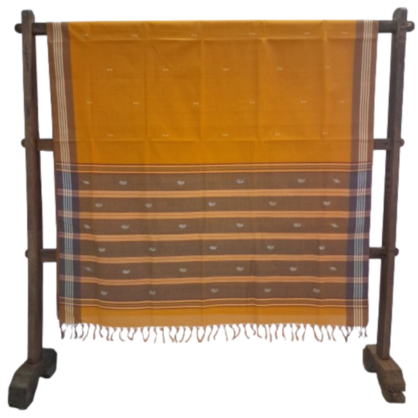 60 count Mustardy yellow handwoven Udupi  saree