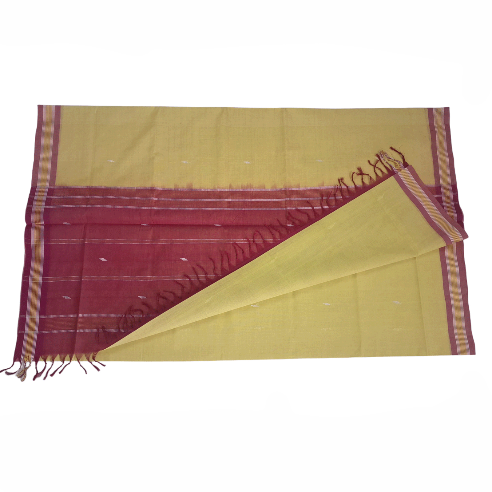 60 count yellow saree with motifs