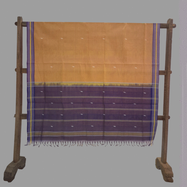 60 count peach  saree with motifs