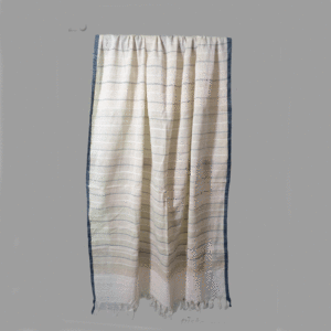 . 1 Bagal Naturally dyed Indigo  border  pista green  stole with blue and white stripes on body