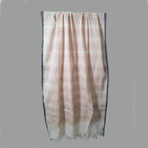. 1 Bagal Naturally dyed Indigo  border stole with pink and mustard yellow bands on body