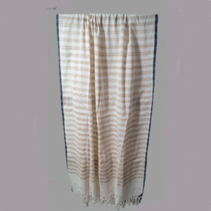. 1 Bagal Naturally dyed stole with areca brown stripe and blue thin border