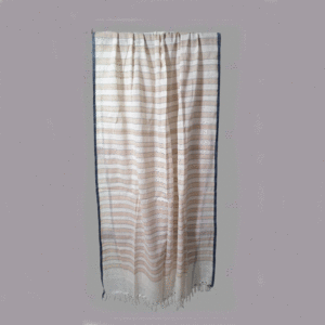 . 1 Bagal Naturally dyed Indigo thin border stole with brown stripe with blue rim on body